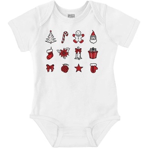 Brisco Brands Classic Christmas Holiday Ornaments Baby Romper Boys or Girls(White)