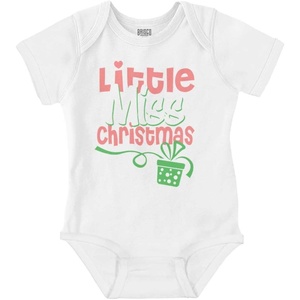 Brisco Brands Cute Xmas Little Miss Christmas Baby Bodysuit Jumper Girls(White)