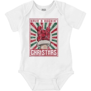 Brisco Brands Have A Rockin Christmas Poster Baby Romper Boys or Girls(White)