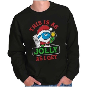 Brisco Brands Santa Grumpy Smurf Jolly Christmas Sweatshirt for Men or Women(Black)