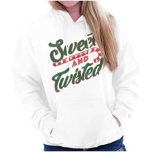 Brisco Brands Sweet Twisted Christmas Candy Cane Hoodie Sweatshirt Women(White)