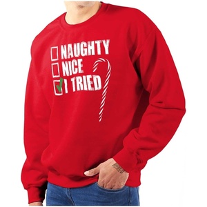 Brisco Brands Xmas Checklist Naughty Nice Tried Sweatshirt for Men or Women(Naught Or Nice)