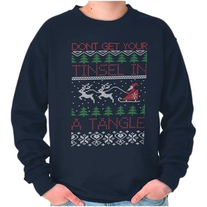 Brisco Brands Xmas Don’t Get Tinsel in a Tangle Sweatshirt for Men or Women(Navy)