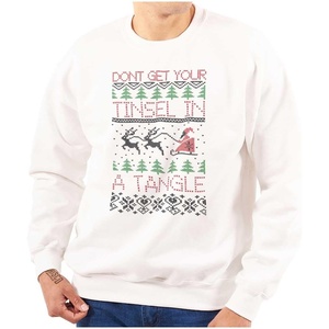 Brisco Brands Xmas Don’t Get Tinsel in a Tangle Sweatshirt for Men or Women(White)