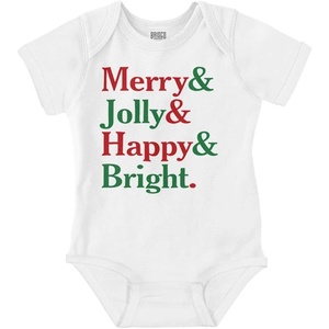 Christmas Merry Jolly Happy Bright Baby Romper Boys or Girls(White)