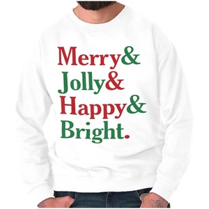 Christmas Merry Jolly Happy Bright Sweatshirt for Men or Women(White)