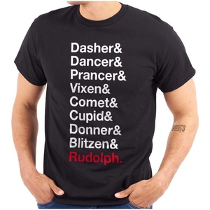 Christmas Santa’s Reindeer List Graphic T Shirt Men or Women(Black)