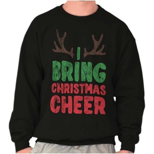 Classic Teaze Bring Christmas Cheer Reindeer Antler Sweatshirt for Men or Women(Black)