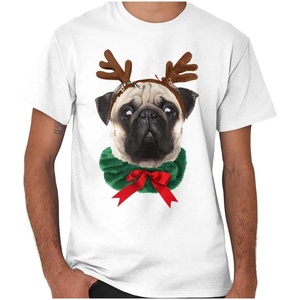 Classic Teaze Christmas Reindeer Pug Adorable Graphic T Shirt Men or Women(White)
