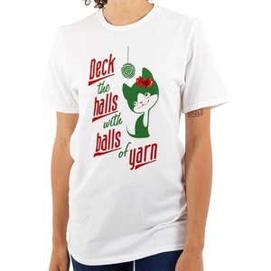 Deck The Halls with Balls of Yarn Womens Graphic T Shirt Tees(White)