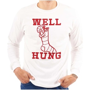 Funny Christmas Stocking Well Hung Mens Long Sleeve Tee T Shirt(White)