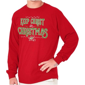 Keep Christ in Christmas Jesus Reason Long Sleeve Tshirt Men Women(Red)