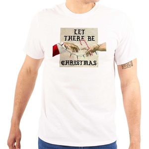 Let There Be Christmas Modern Art Graphic T Shirt Men or Women(White)