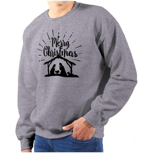 Merry Christmas Nativity Scene Jesus Women Crewneck Sweatshirt(Sport Grey)