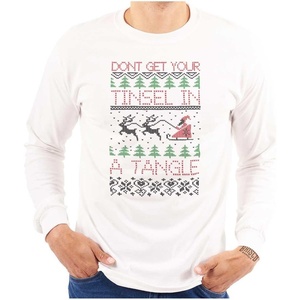 Xmas Don’t Get Tinsel in a Tangle Long Sleeve Tshirt Men Women(White)