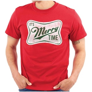 Xmas Its Merry Time Christmas Graphic T Shirt Men or Women(Red)