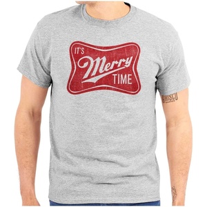 Xmas Its Merry Time Christmas Graphic T Shirt Men or Women(Sport Grey)