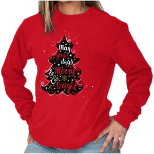 Xmas May Your Days Be Merry Bright Women’s Long Sleeve T Shirt(Red)
