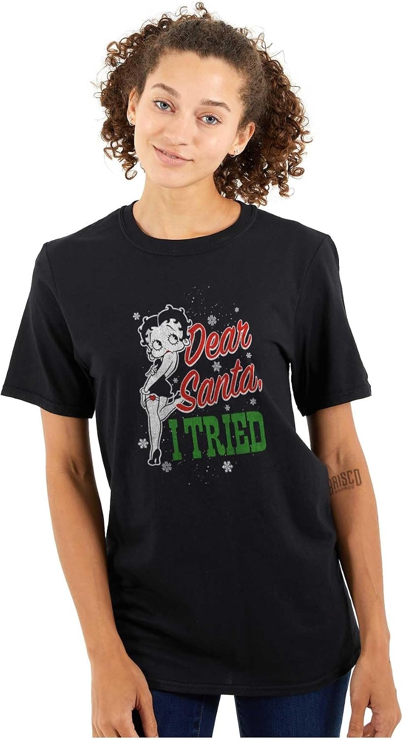 image:imageBetty Boop Christmas Dear Santa Womens Graphic T Shirt TeesBlack