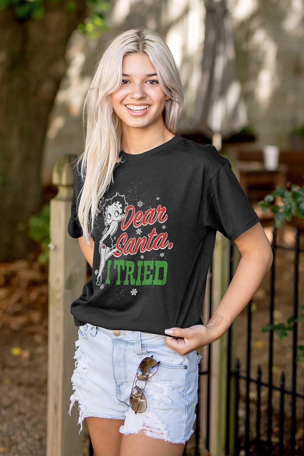 image:imageBetty Boop Christmas Dear Santa Womens Graphic T Shirt TeesBlack