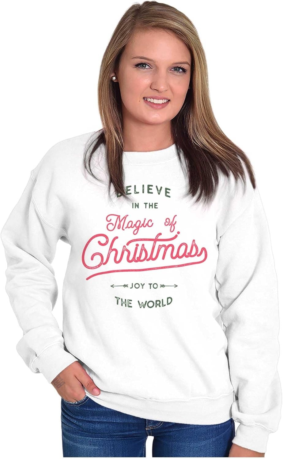 image:imageBrisco Brands Believe in the Magic of Christmas Sweatshirt for Men or WomenWhite