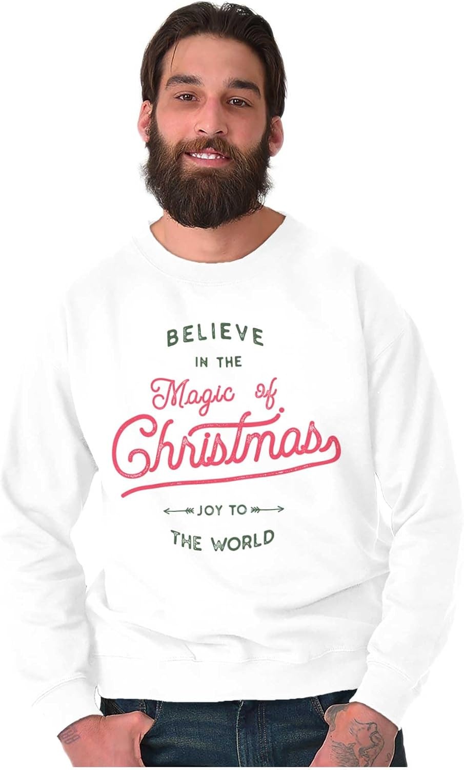 image:imageBrisco Brands Believe in the Magic of Christmas Sweatshirt for Men or WomenWhite