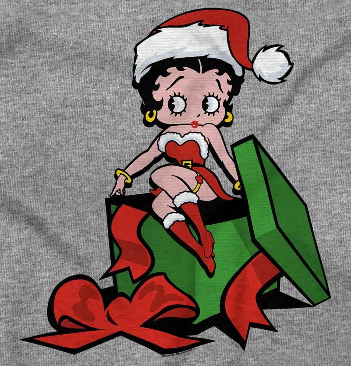 image:imageBrisco Brands Betty Boop Christmas Cute Holiday Women Crewneck SweatshirtSport Grey