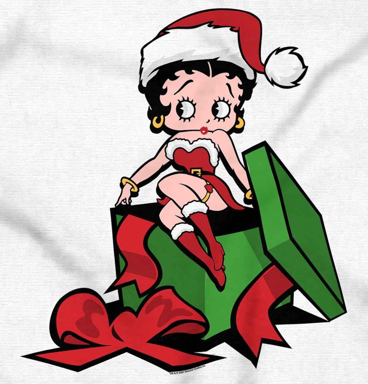 image:imageBrisco Brands Betty Boop Christmas Cute Holiday Women Crewneck SweatshirtWhite