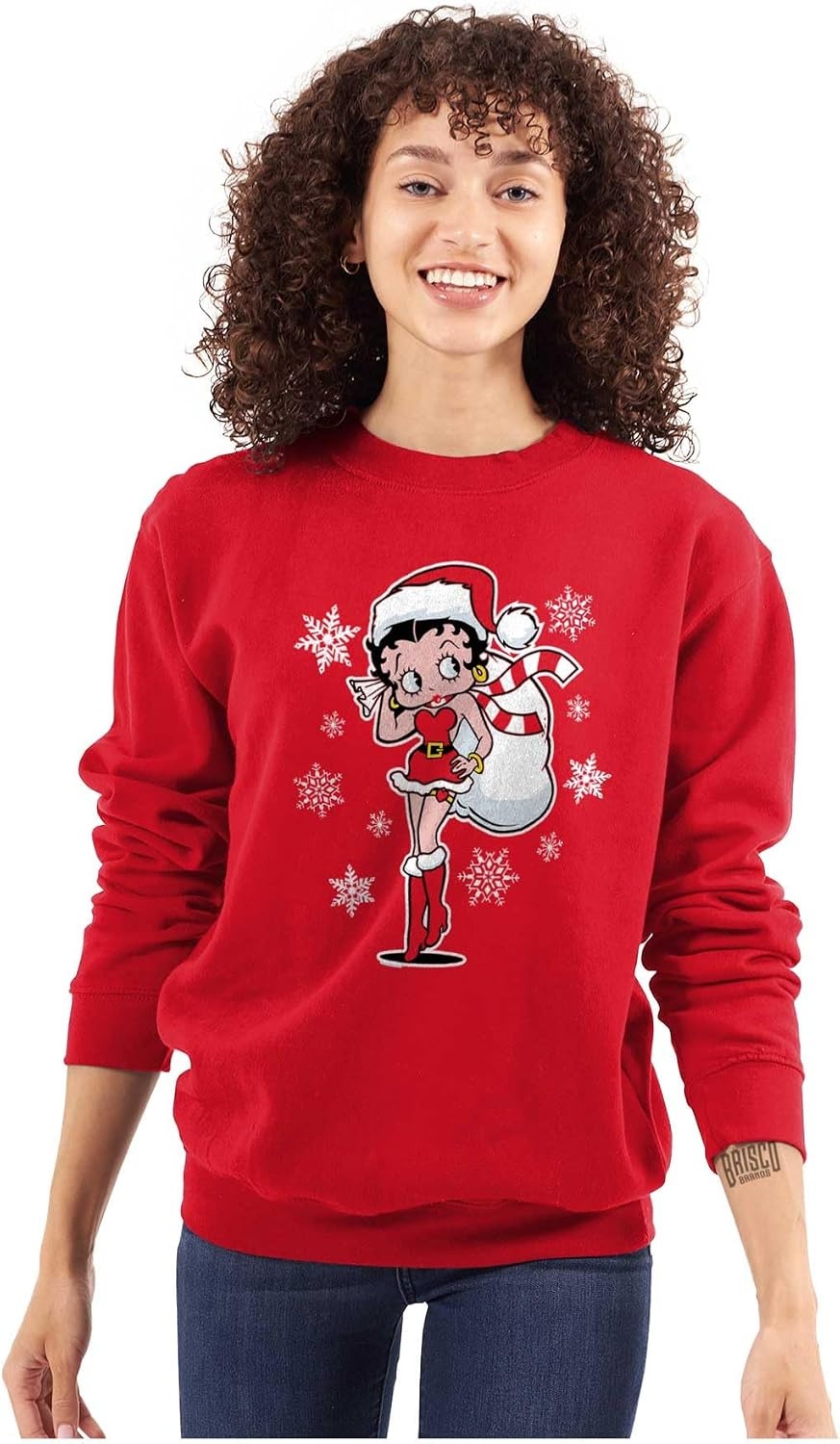 image:imageBrisco Brands Betty Boop Christmas Holiday Cute Women Crewneck SweatshirtRed