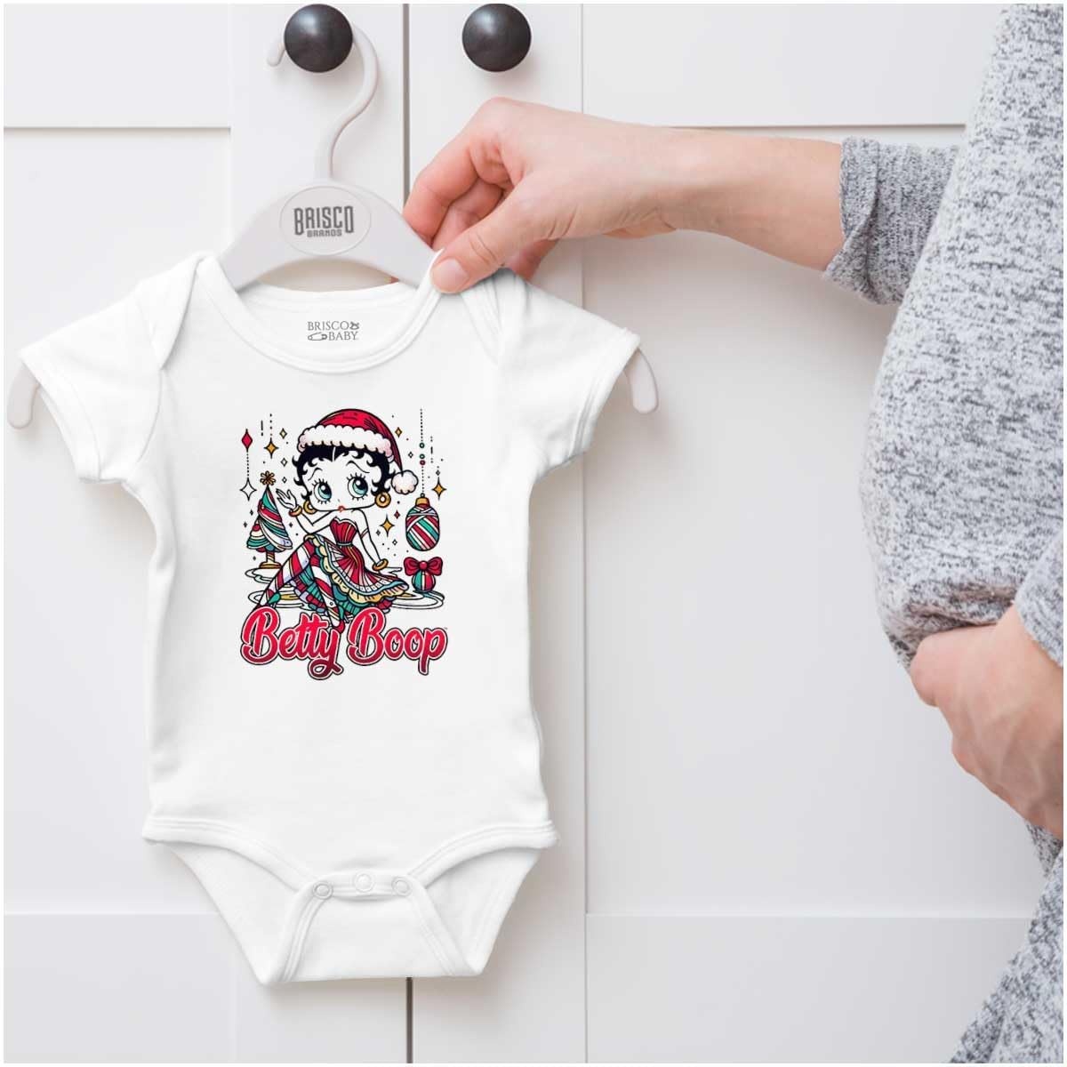 image:imageBrisco Brands Betty Boop Christmas Ms Santa Claus Baby Bodysuit Jumper GirlsWhite