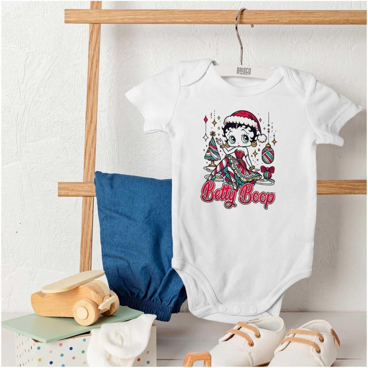 image:imageBrisco Brands Betty Boop Christmas Ms Santa Claus Baby Bodysuit Jumper GirlsWhite