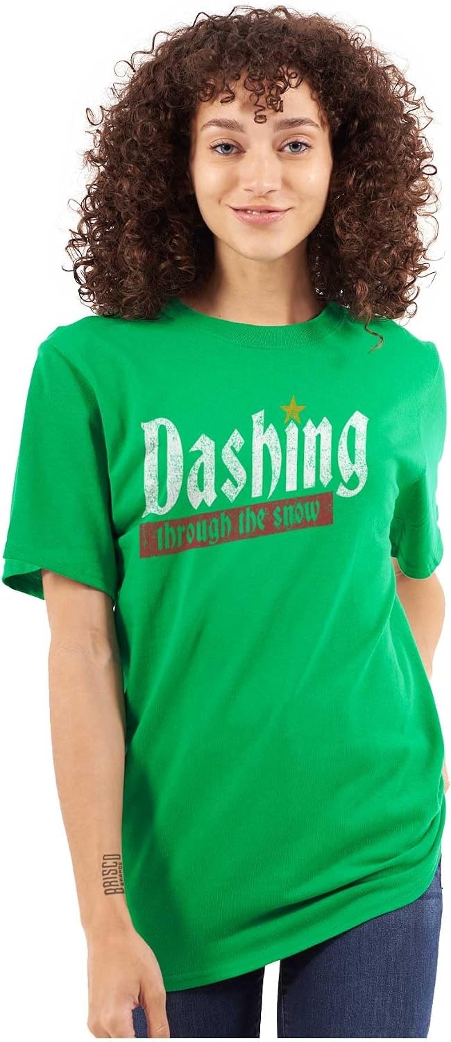 image:imageBrisco Brands Christmas Dashing Through The Snow Graphic T Shirt Men or Women
