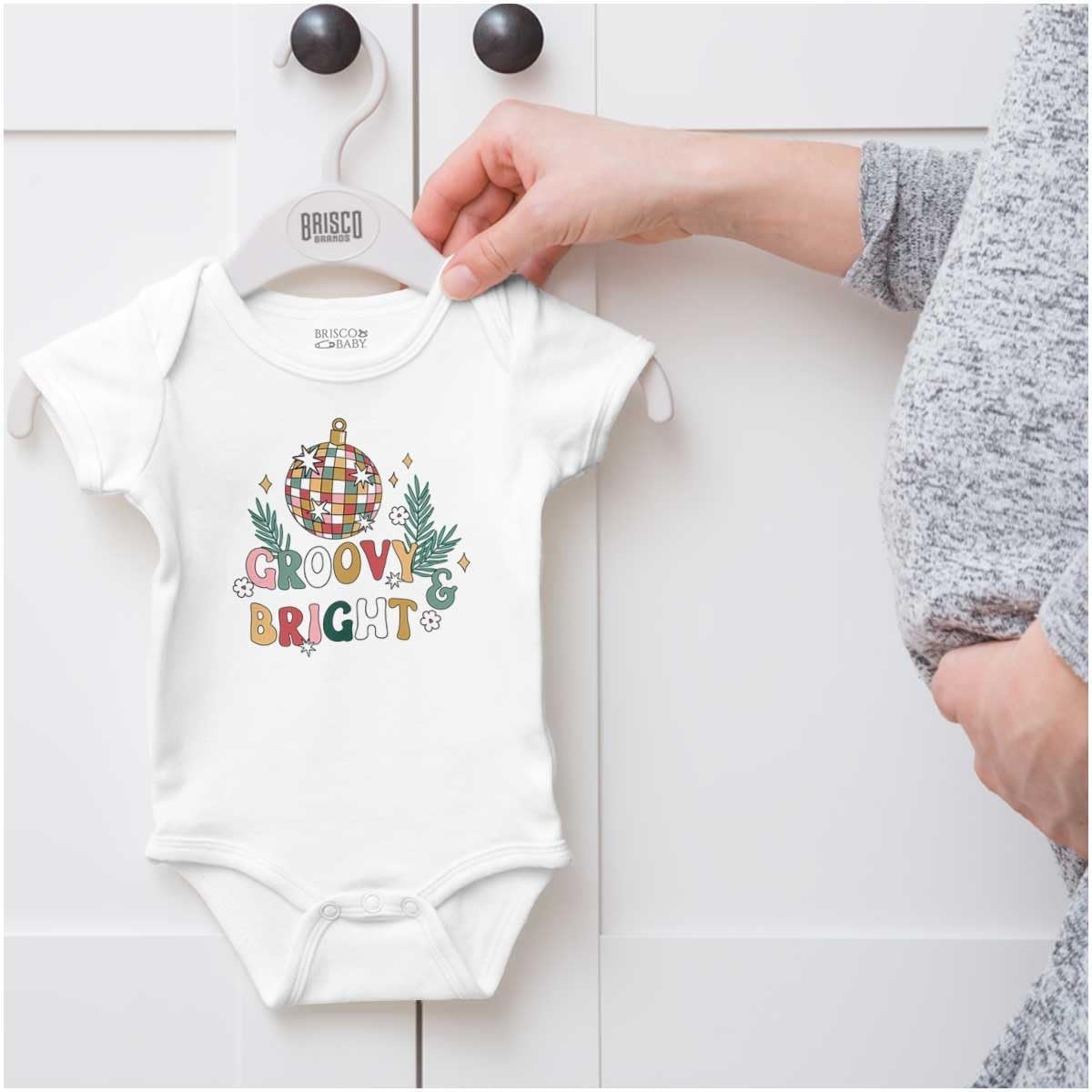 image:imageBrisco Brands Christmas Disco Ball Groovy Bright Baby Romper Boys or GirlsWhite