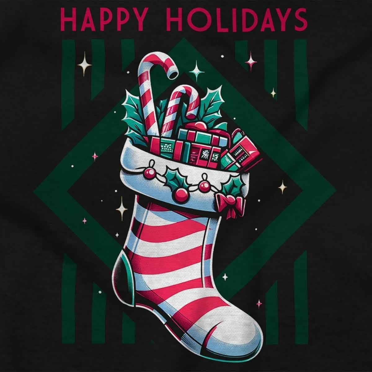 image:imageBrisco Brands Christmas Happy Holidays Stocking Sweatshirt for Men or WomenBlack