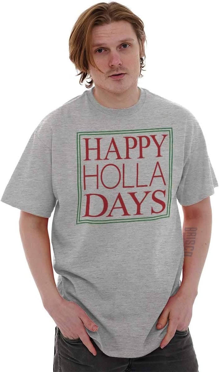 image:imageBrisco Brands Christmas Happy Holla Days Yuletide Graphic T Shirt Men or WomenSport Grey