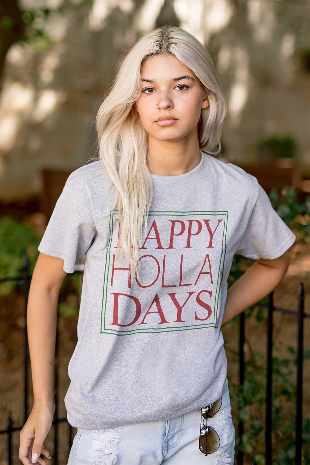 image:imageBrisco Brands Christmas Happy Holla Days Yuletide Graphic T Shirt Men or WomenSport Grey