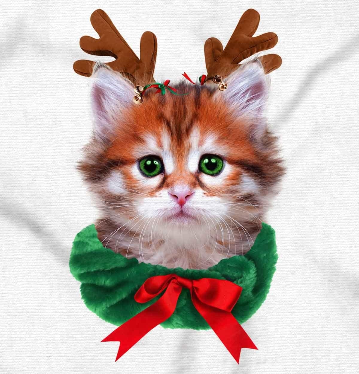 image:imageBrisco Brands Christmas Reindeer Kitten Adorable Womens Slim Fit Graphic Tee