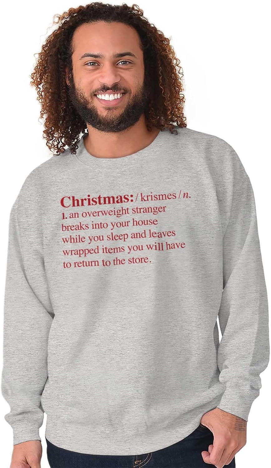 image:imageBrisco Brands Christmas Xmas Definition Funny Sweatshirt for Men or WomenSport Grey