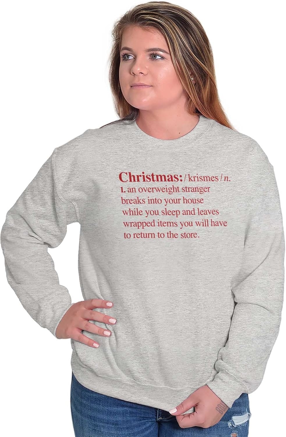 image:imageBrisco Brands Christmas Xmas Definition Funny Sweatshirt for Men or WomenSport Grey