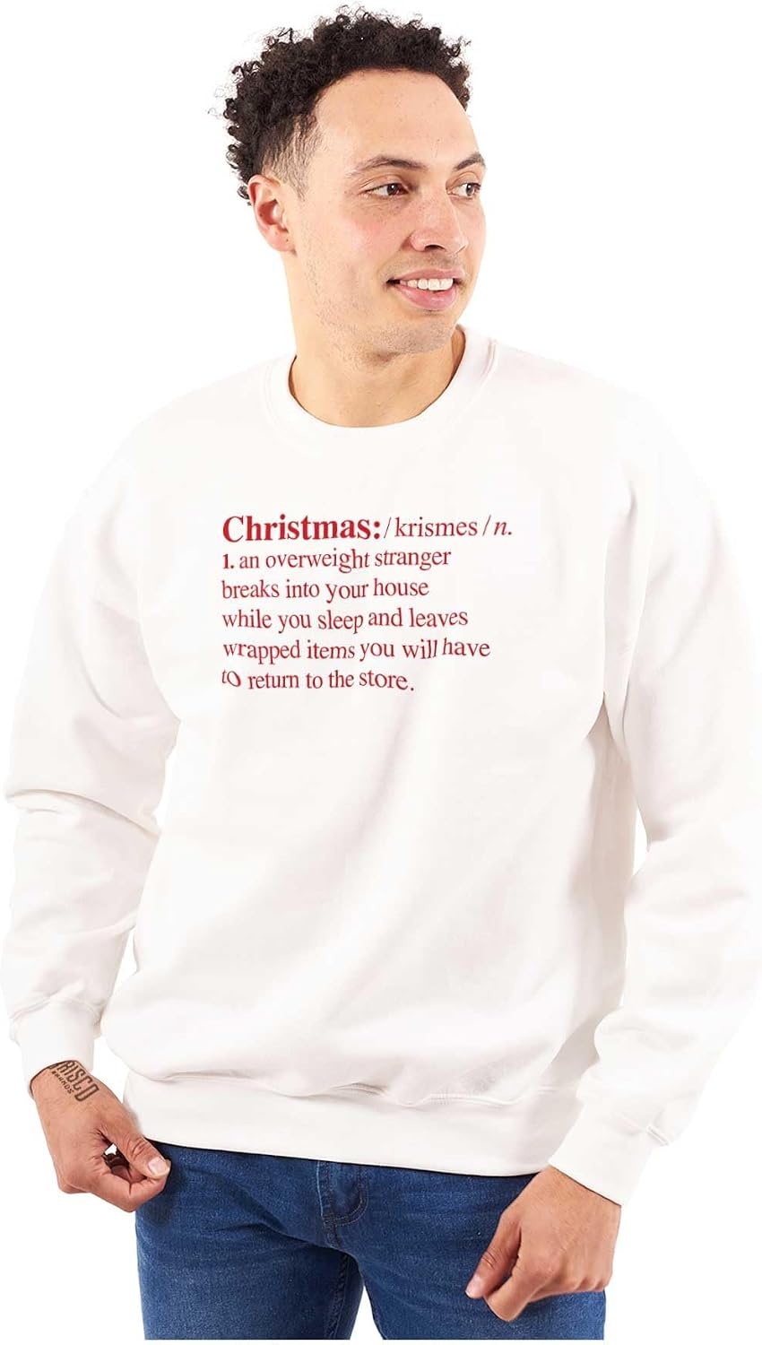 image:imageBrisco Brands Christmas Xmas Definition Funny Sweatshirt for Men or WomenWhite