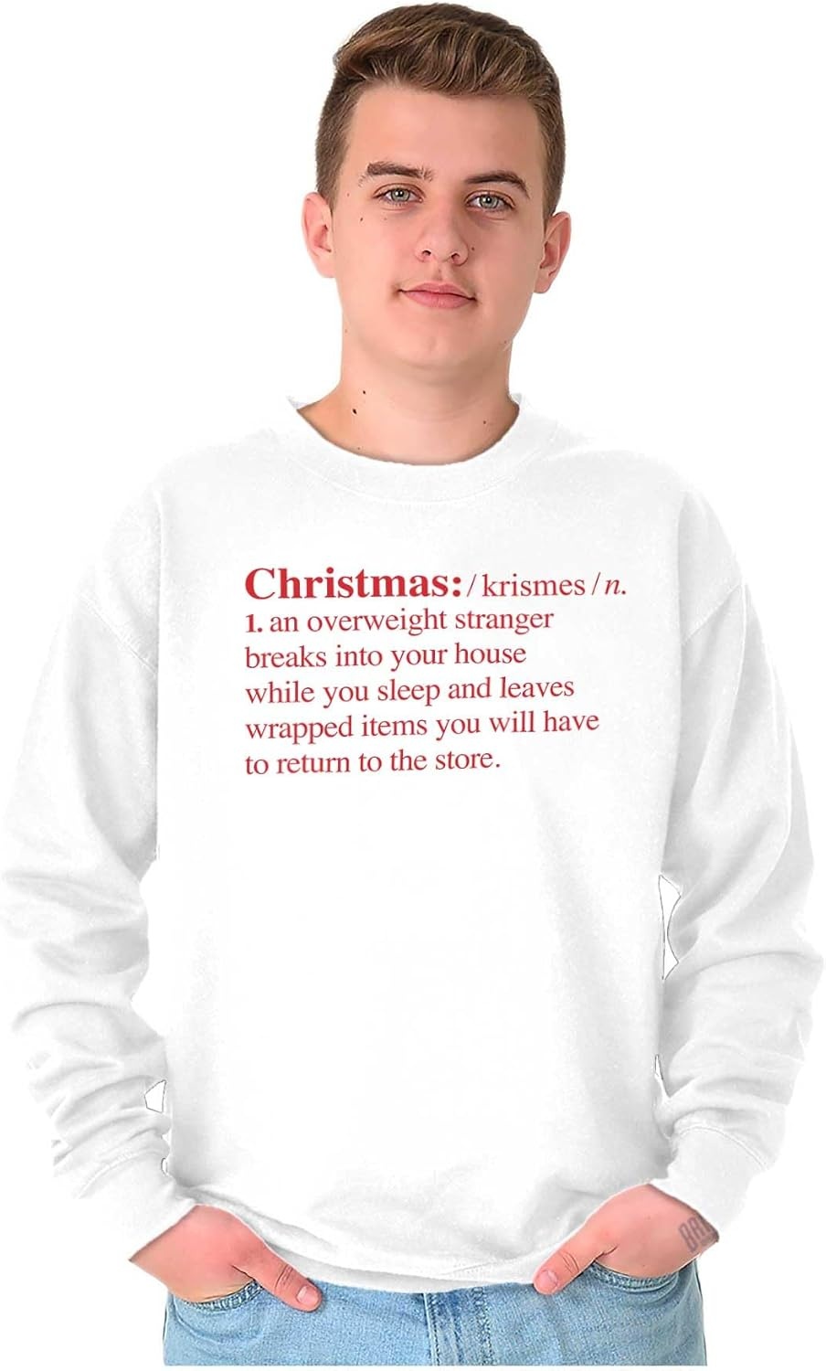 image:imageBrisco Brands Christmas Xmas Definition Funny Sweatshirt for Men or WomenWhite
