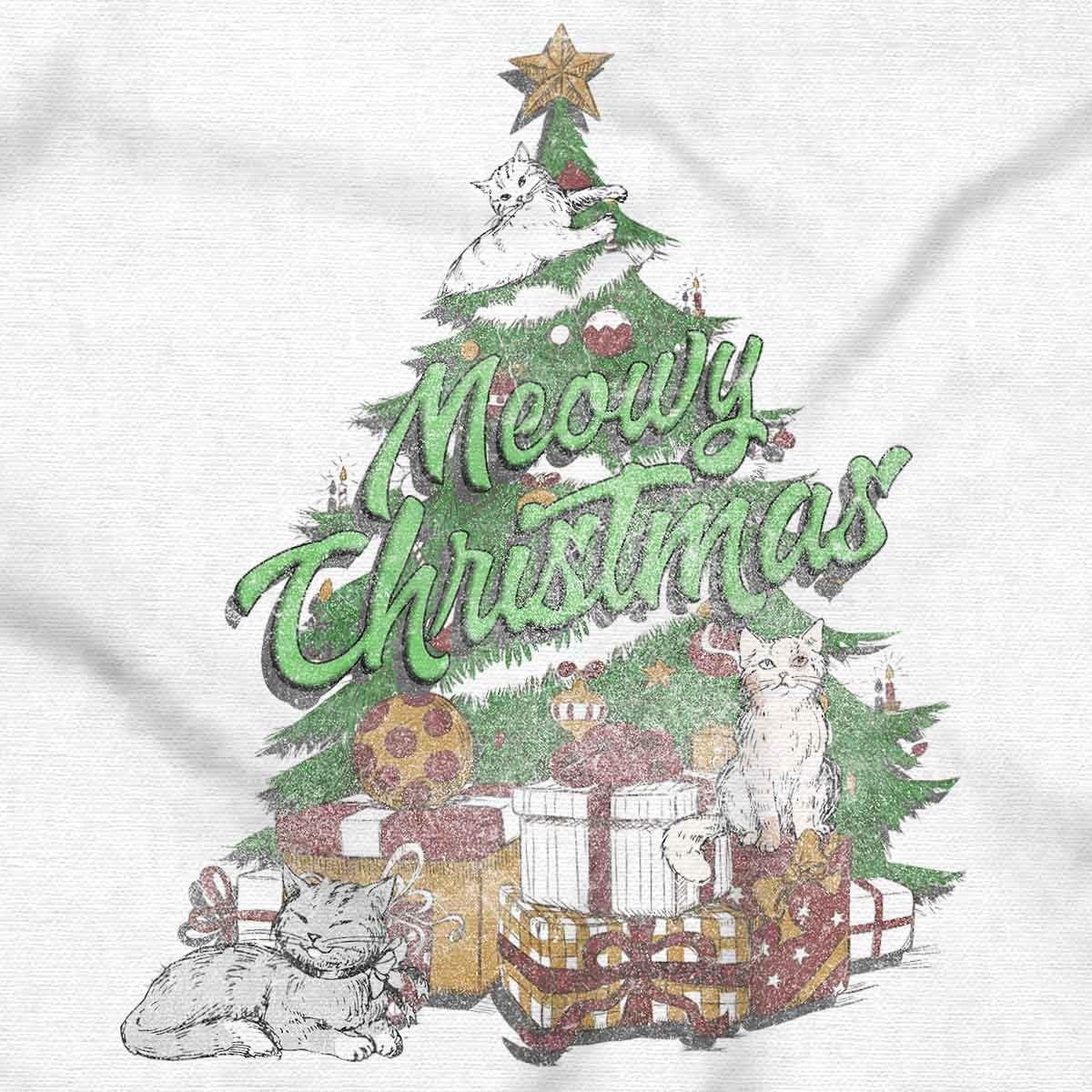 image:imageBrisco Brands Classic Meowy Christmas Tree Kittens Sweatshirt for Men or WomenWhite