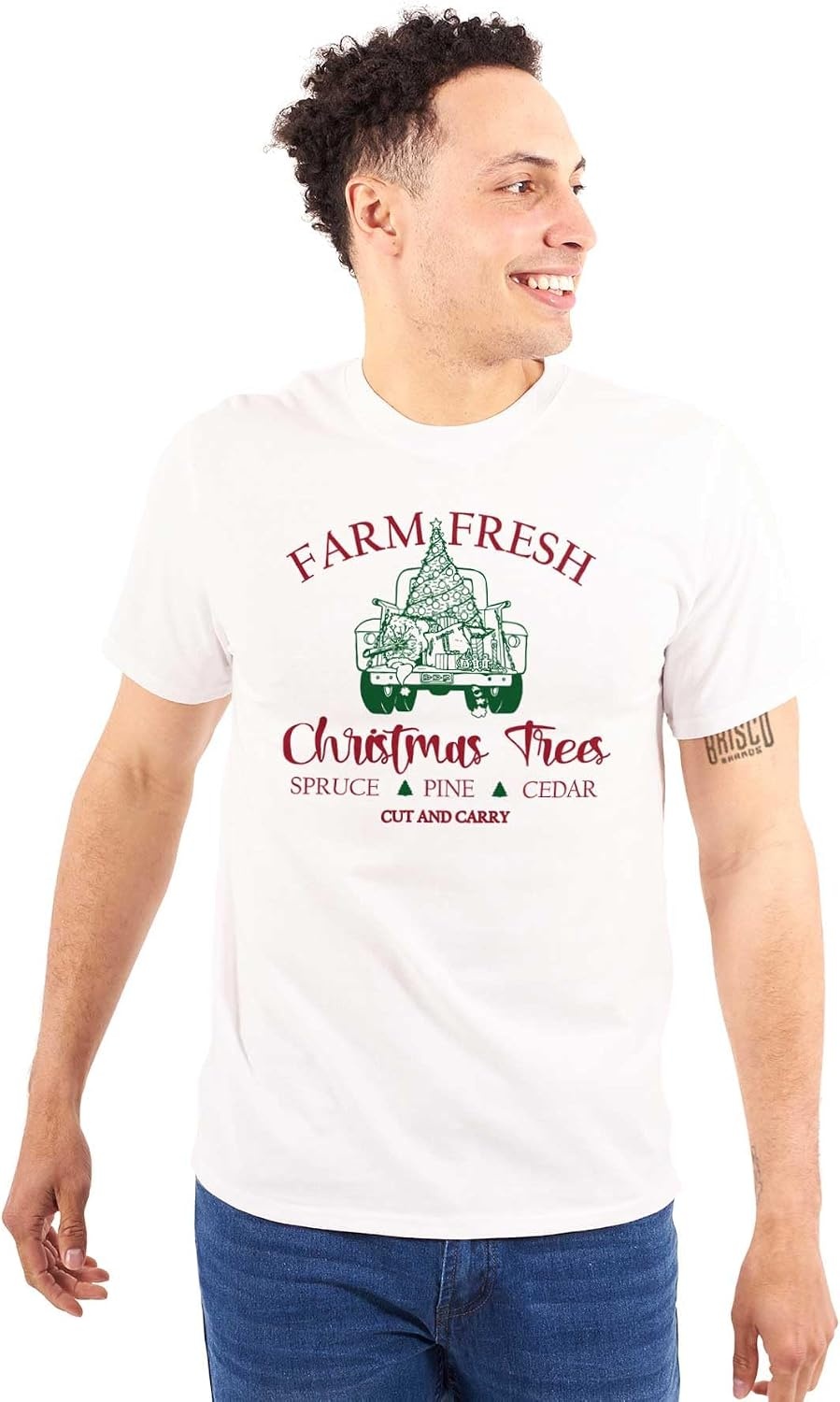 image:imageBrisco Brands Farm Fresh Christmas Trees Truck Graphic T Shirt Men or WomenWhite