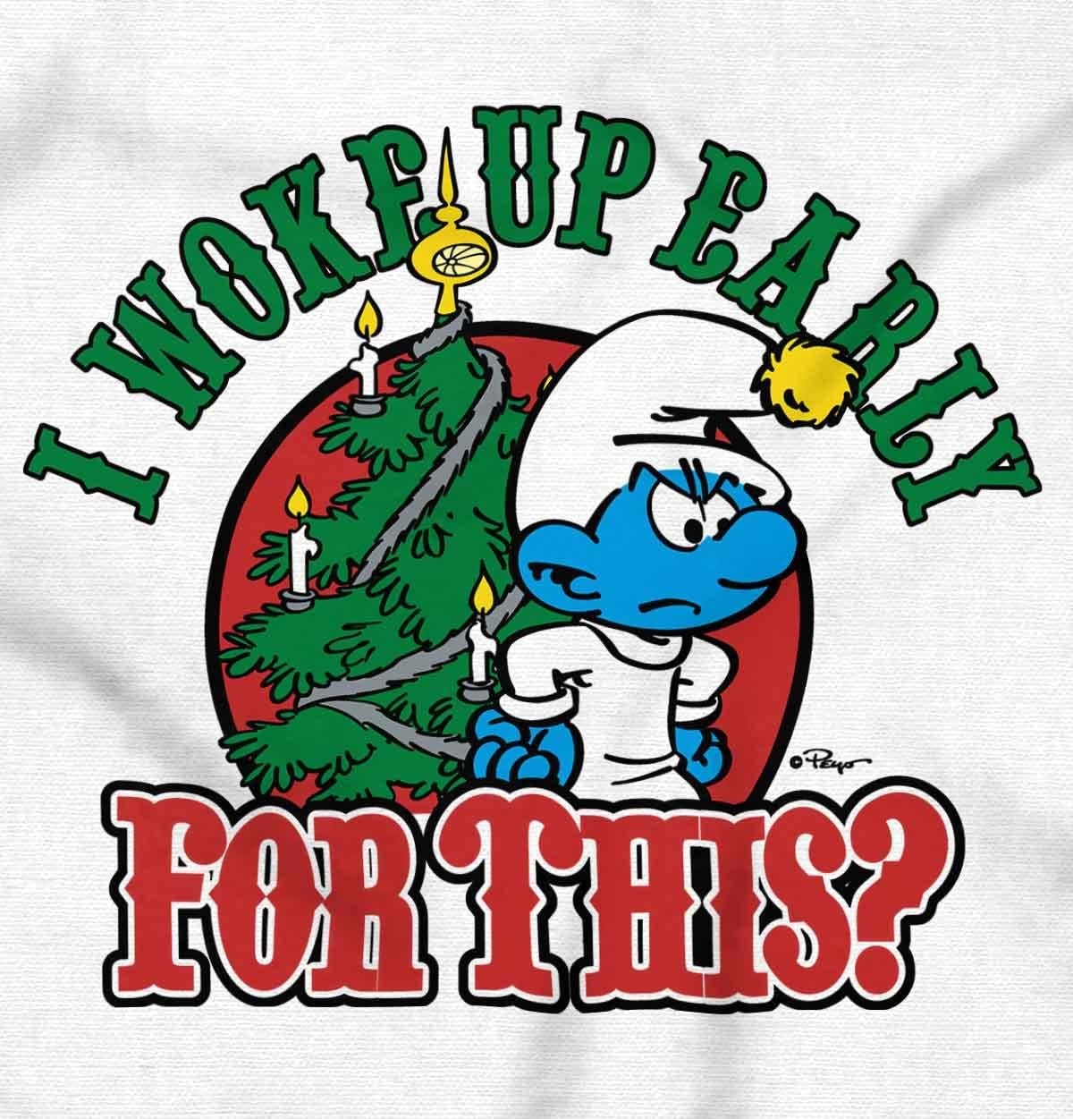 image:imageBrisco Brands Grumpy Smurf Christmas Xmas Tree Sweatshirt for Men or WomenWhite
