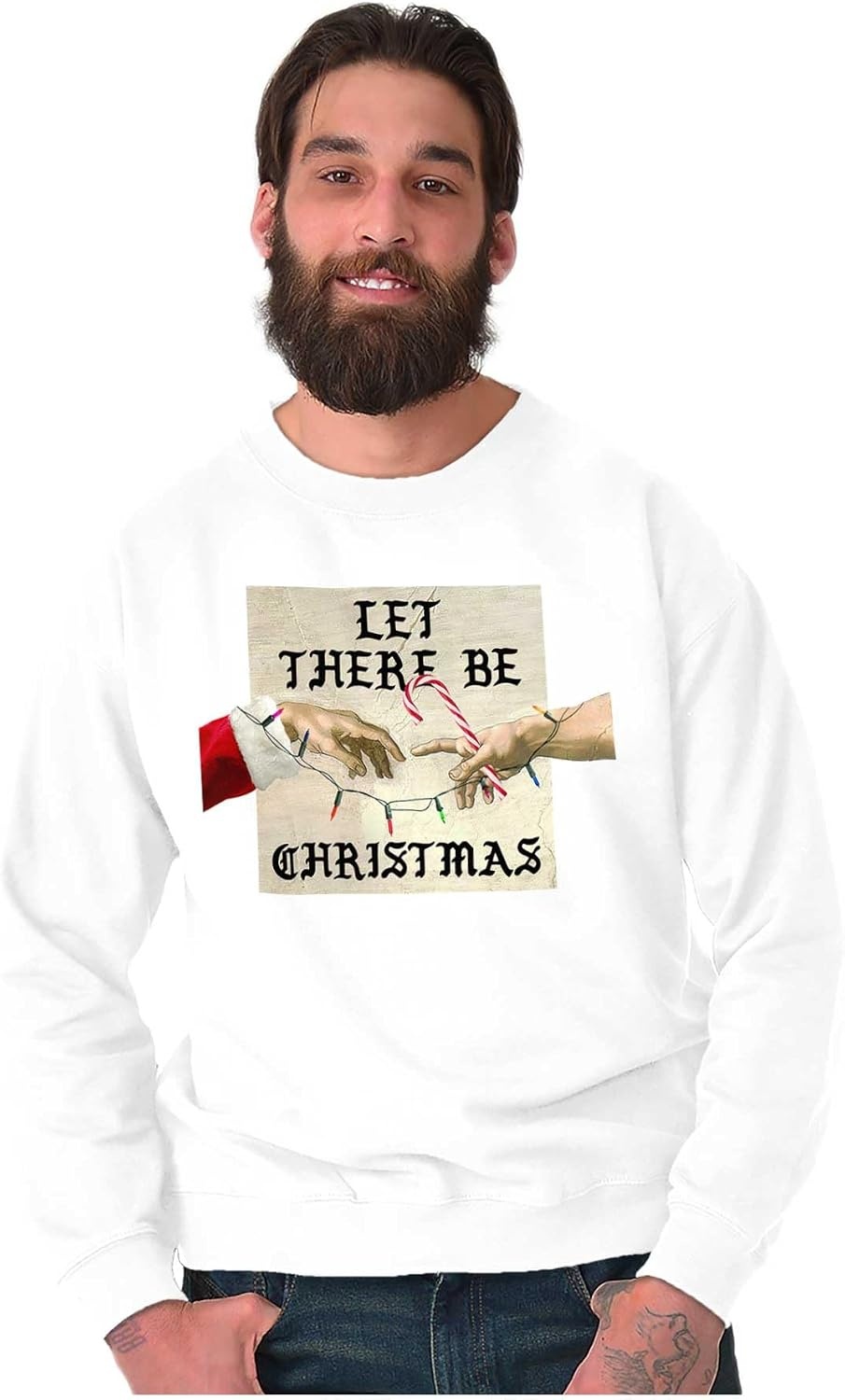image:imageBrisco Brands Let There Be Christmas Modern Art Sweatshirt for Men or WomenWhite