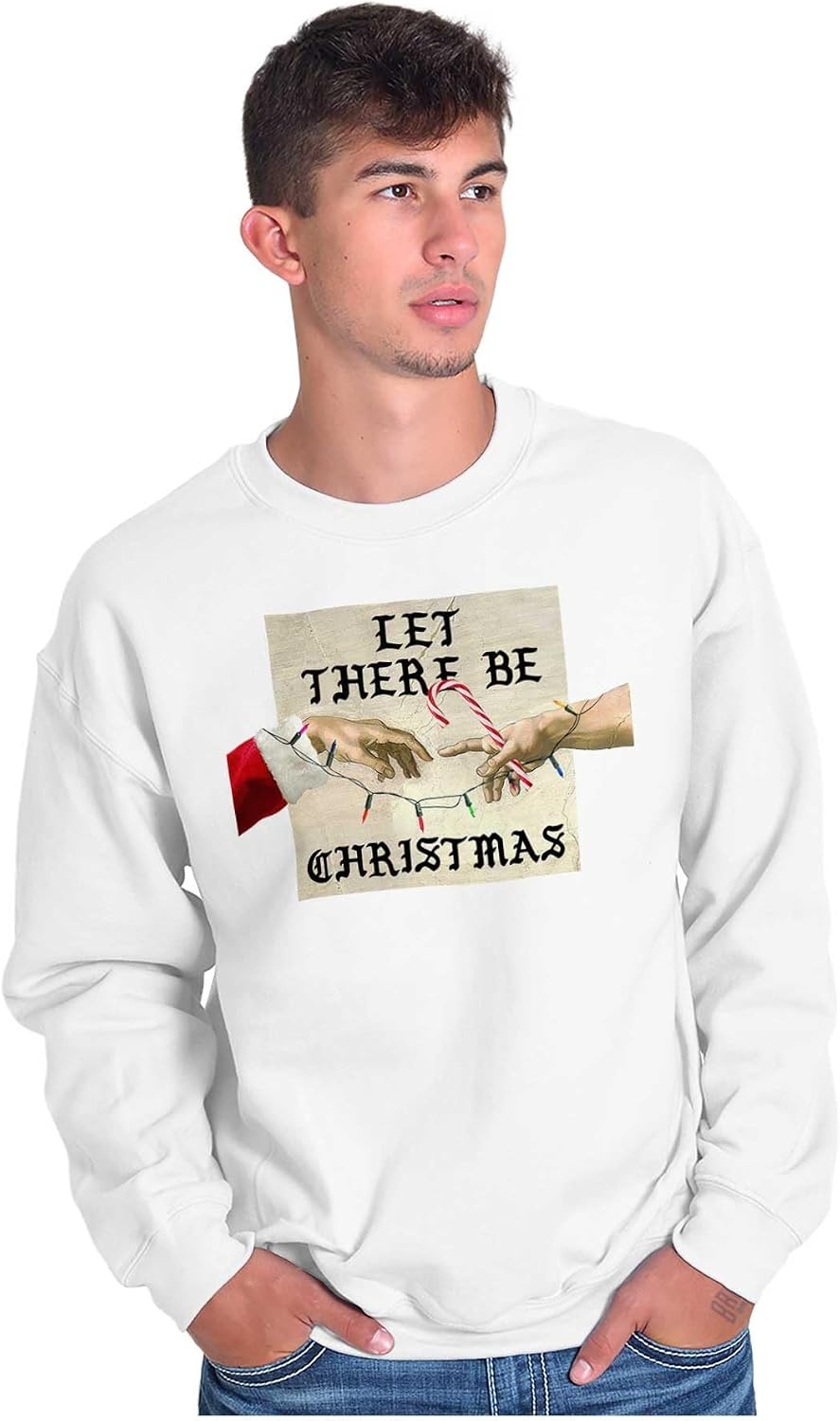 image:imageBrisco Brands Let There Be Christmas Modern Art Sweatshirt for Men or WomenWhite