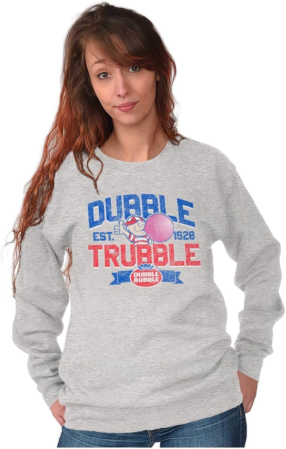 image:imageBrisco Brands Original Dubble Trouble Bubble Gum Sweatshirt for Men or WomenSport Grey