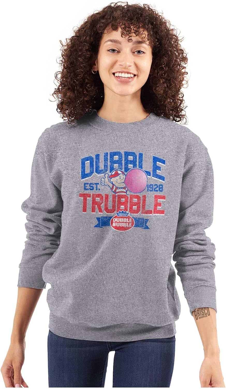 image:imageBrisco Brands Original Dubble Trouble Bubble Gum Sweatshirt for Men or WomenSport Grey