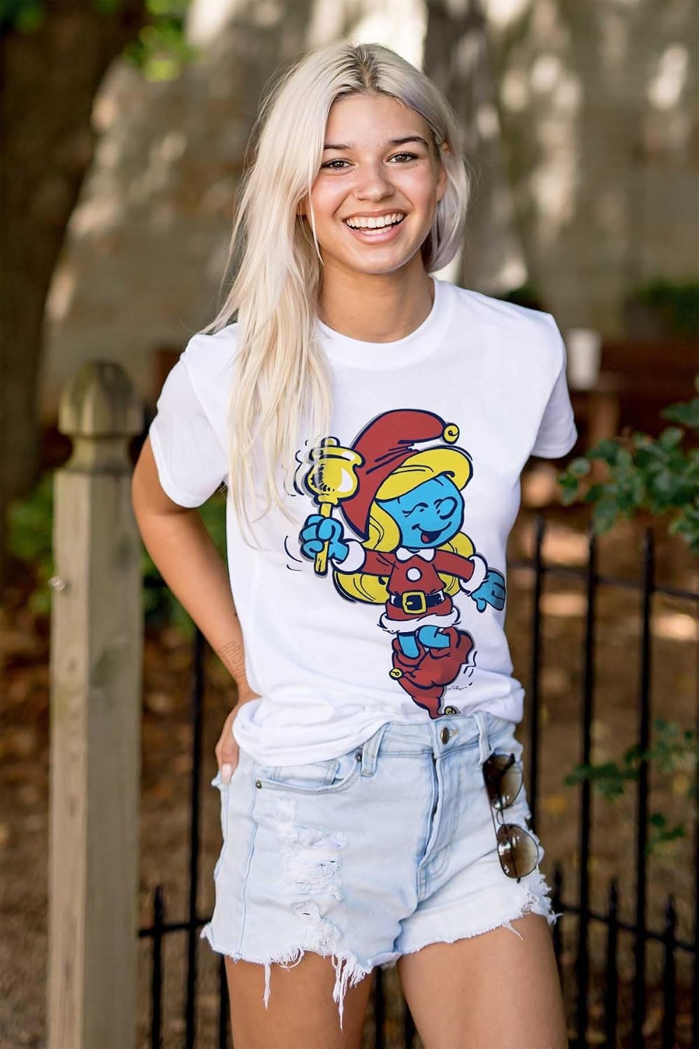 image:imageBrisco Brands Smurfette Christmas Ms Santa Claus Womens Graphic T Shirt TeesWhite