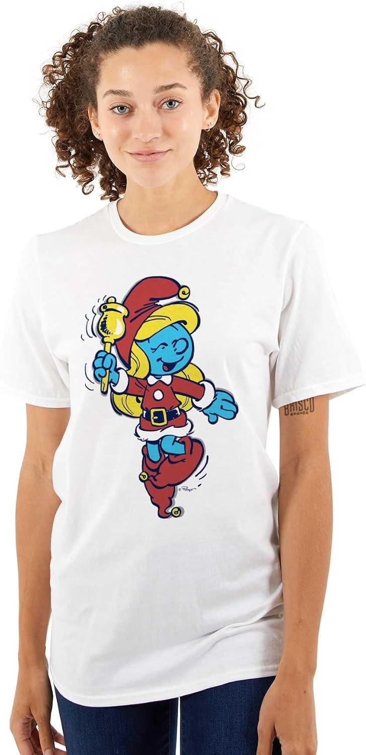 image:imageBrisco Brands Smurfette Christmas Ms Santa Claus Womens Graphic T Shirt TeesWhite